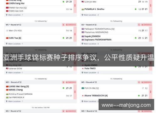 亚洲手球锦标赛种子排序争议,公平性质疑升温 亚洲手球锦标赛种子排序争议,公平性质疑升温